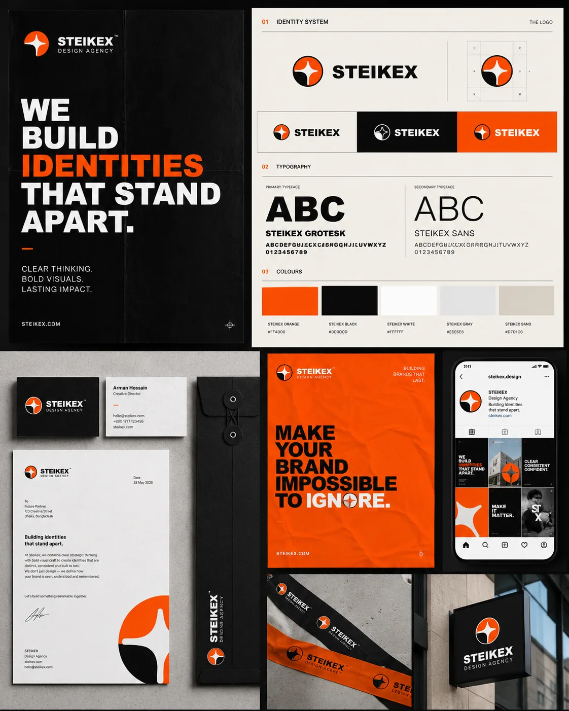 Complete brand identity system and Steikex brand applications